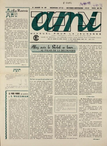 Ami : Mensuel pour la Jeunesse. Vol.04 N°39 (01 oct. 1952)
